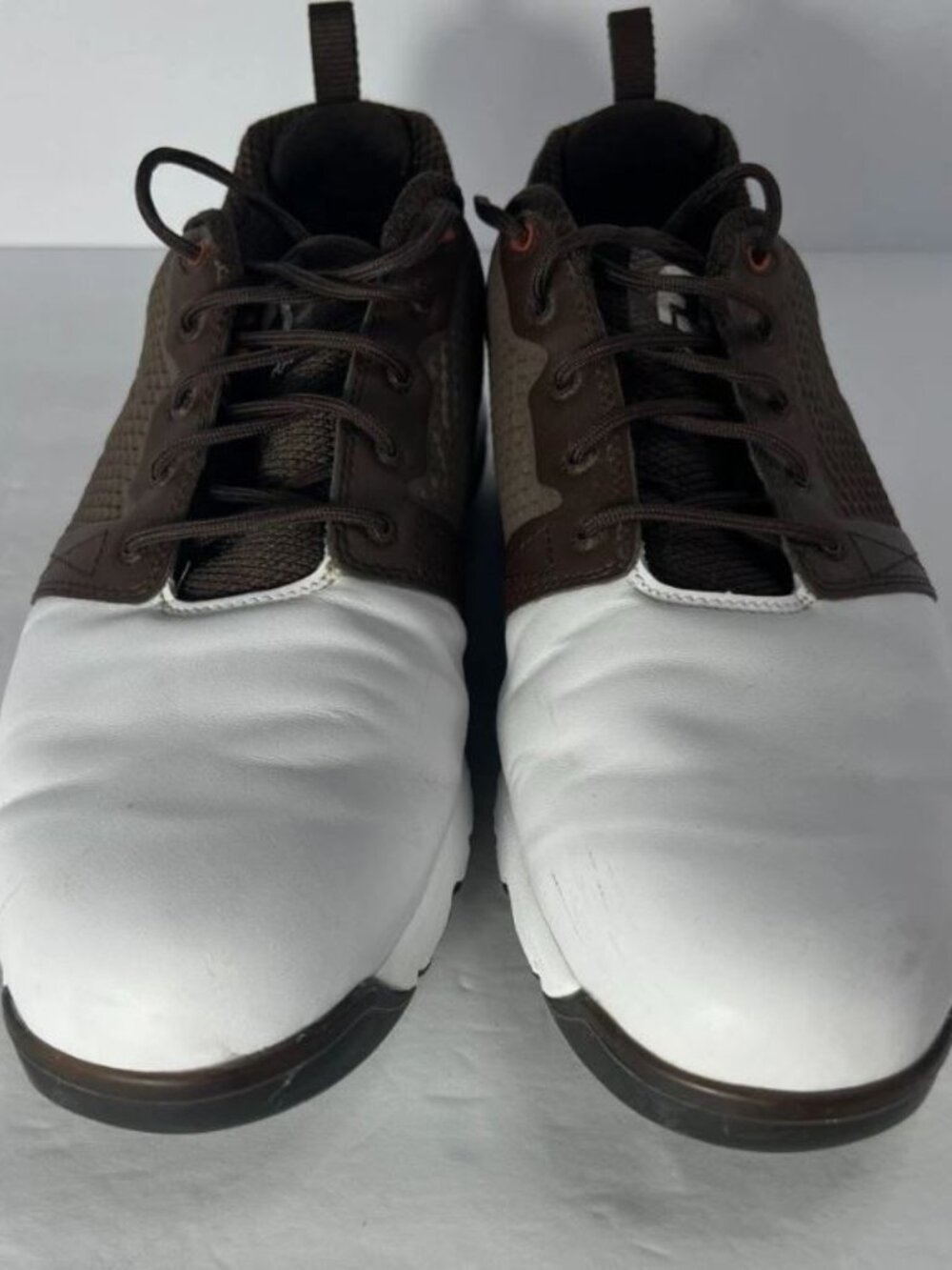 Footjoy Contour Fit Soft Spike Golf Shoes Brown White 54096 Mens Size 10 M
